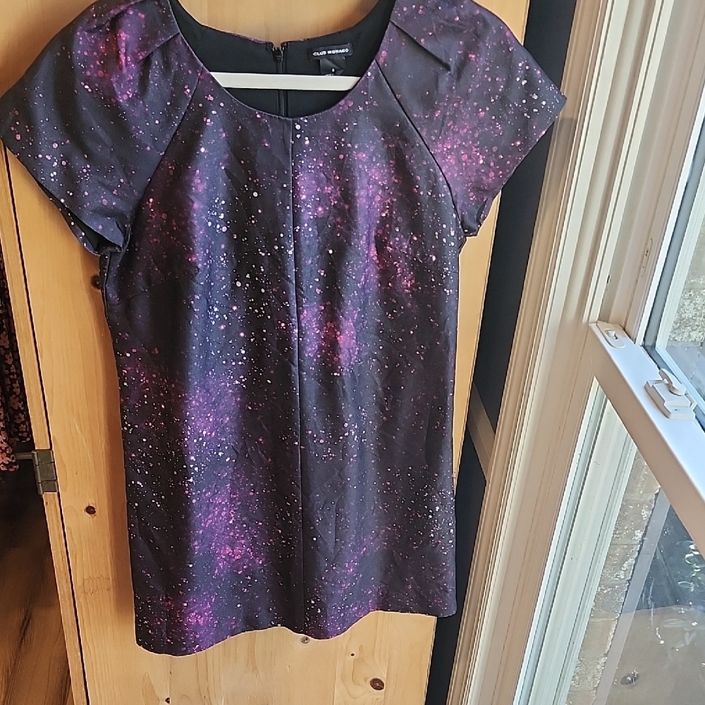 Club Monaco Purple and Black Starry Women's Dress